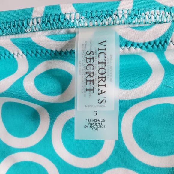 VICTORIA'S SECRET • Teal Blue Polka Dot Tonga Low Rise Bikini Bottom NEW Sz S - Picture 5 of 6